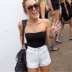 American Apparel light wash high waist denim short